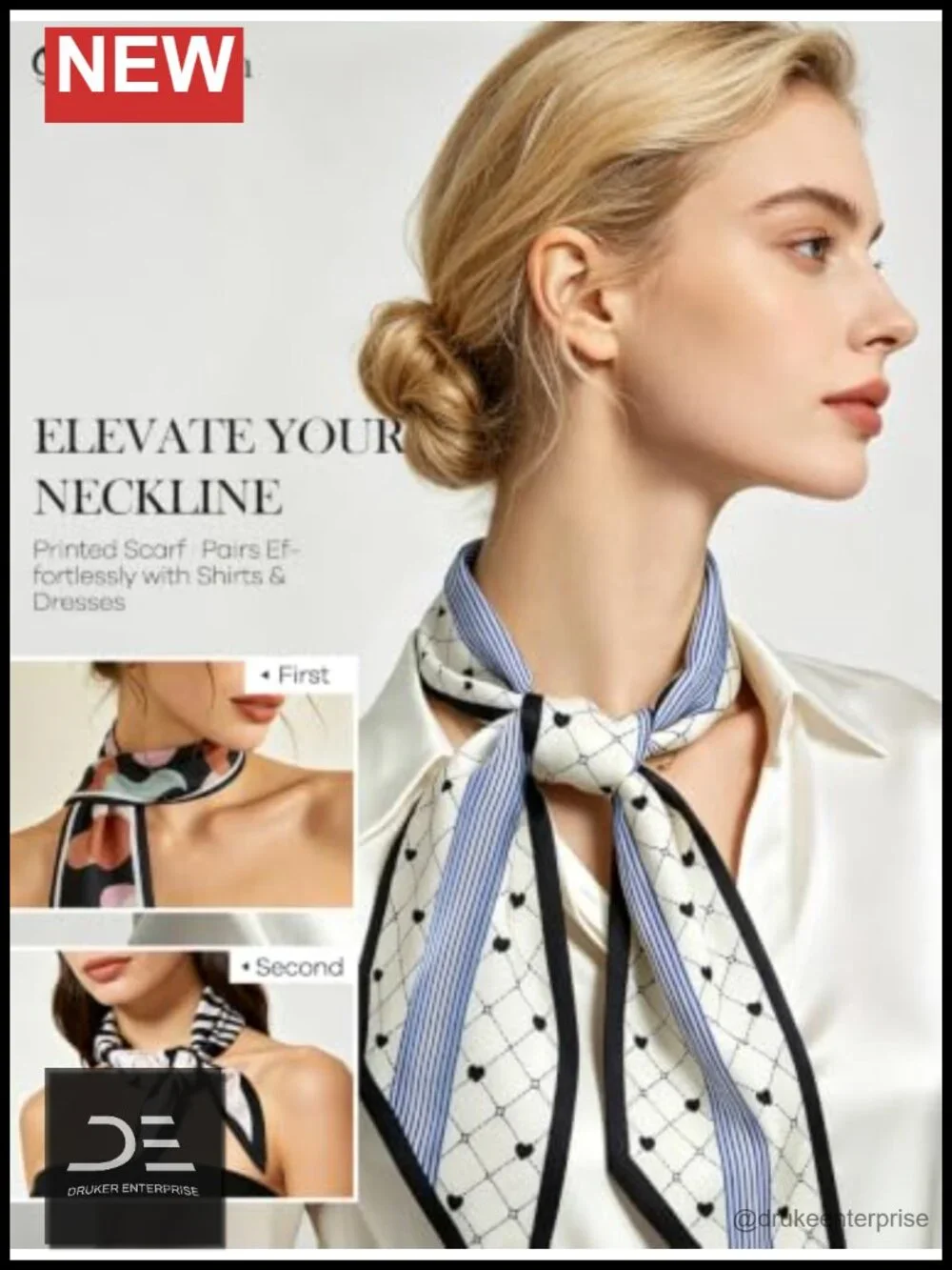 Satin Skinny Scarf, Versatile Hair Neck Scarf for Women